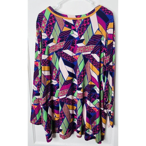 LOGO Lori Goldstein 2X Tunic Multicolor Multi-pattern Womens Rayon Casual Comfy - Picture 3 of 9